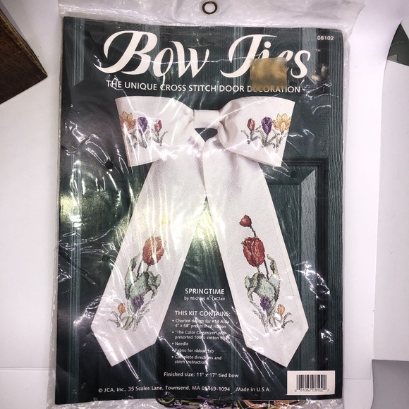 Vintage Bow Ties 08102 Cross Stitch Kit, DYI Craft Door & Wreath Home Decor - Picture 1 of 14